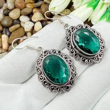 Handmade Faceted Bluish-Green Tourmaline Earrings Sterling 925 Silver Gemstone Jewelry