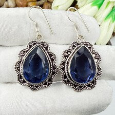 Handmade Faceted Tanzanite Earrings Sterling 925 Silver Gemstone Jewelry