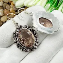 Handmade Faceted Morganite Earrings Sterling 925 Silver Gemstone Jewelry