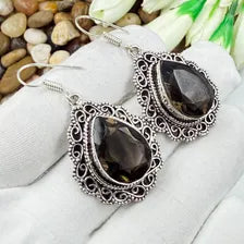 Handmade Faceted Smoky Quartz Earrings Sterling 925 Silver Gemstone Jewelry