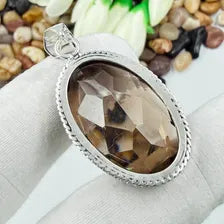 Handmade Faceted Smoky Quartz Sterling 925 Silver Pendant, Gift For Your Wife/Husband.
