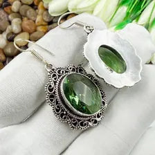 Handmade Faceted Peridot Earrings Sterling 925 Silver Gemstone Jewelry