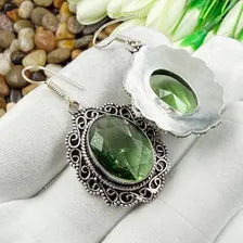 Handmade Faceted Peridot Earrings Sterling 925 Silver Gemstone Jewelry
