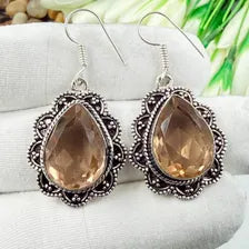 Handmade Faceted Morganite Earrings Sterling 925 Silver Gemstone Jewelry