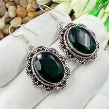 Handmade Faceted Chrome Diopside Earrings Sterling 925 Silver Gemstone Jewelry
