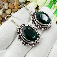 Handmade Faceted Chrome Diopside Earrings Sterling 925 Silver Gemstone Jewelry