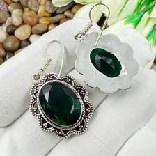 Handmade Faceted Chrome Diopside Earrings Sterling 925 Silver Gemstone Jewelry