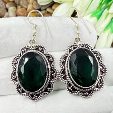 Handmade Faceted Chrome Diopside Earrings Sterling 925 Silver Gemstone Jewelry