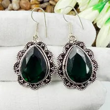 Handmade Faceted Chrome Diopside Earrings Sterling 925 Silver Gemstone Jewelry
