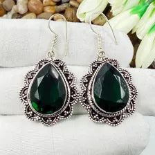 Handmade Faceted Chrome Diopside Earrings Sterling 925 Silver Gemstone Jewelry
