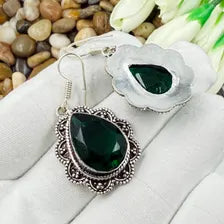 Handmade Faceted Chrome Diopside Earrings Sterling 925 Silver Gemstone Jewelry