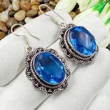 Handmade Faceted Tanzanite Earrings Sterling 925 Silver Gemstone Jewelry