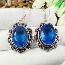 Handmade Faceted Tanzanite Earrings Sterling 925 Silver Gemstone Jewelry