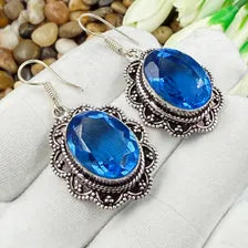 Handmade Faceted Tanzanite Earrings Sterling 925 Silver Gemstone Jewelry