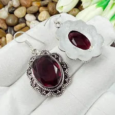 Handmade Faceted Garnet Earrings Sterling 925 Silver Gemstone Jewelry