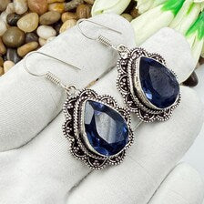 Handmade Faceted Tanzanite Earrings Sterling 925 Silver Gemstone Jewelry