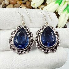 Handmade Faceted Tanzanite Earrings Sterling 925 Silver Gemstone Jewelry