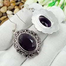 Handmade Faceted African Amethyst Earrings Sterling 925 Silver Gemstone Jewelry