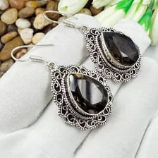 Handmade Faceted Smoky Quartz Earrings Sterling 925 Silver Gemstone Jewelry