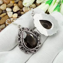 Handmade Faceted Smoky Quartz Earrings Sterling 925 Silver Gemstone Jewelry