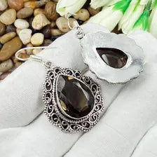 Handmade Faceted Smoky Quartz Earrings Sterling 925 Silver Gemstone Jewelry