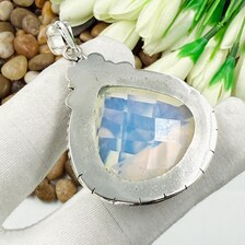 Faceted Milky Opal Sterling 925 Silver Pendant, Gift For Your Loved Ones.