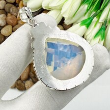 Faceted Milky Opal Sterling 925 Silver Pendant, Gift For Your Loved Ones.